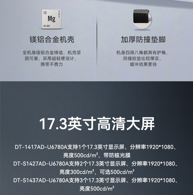 国产兆芯cpu三屏便携工控机,17.3英寸加固便携计算机,DT-S1437AD-U6780A.jpg